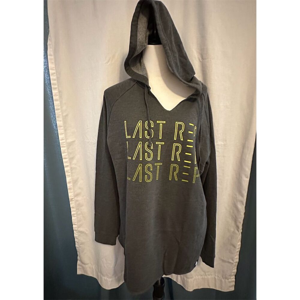 Last Rep Unisex Graphic Hoodie Sweatshirt Gray Size L Pullover